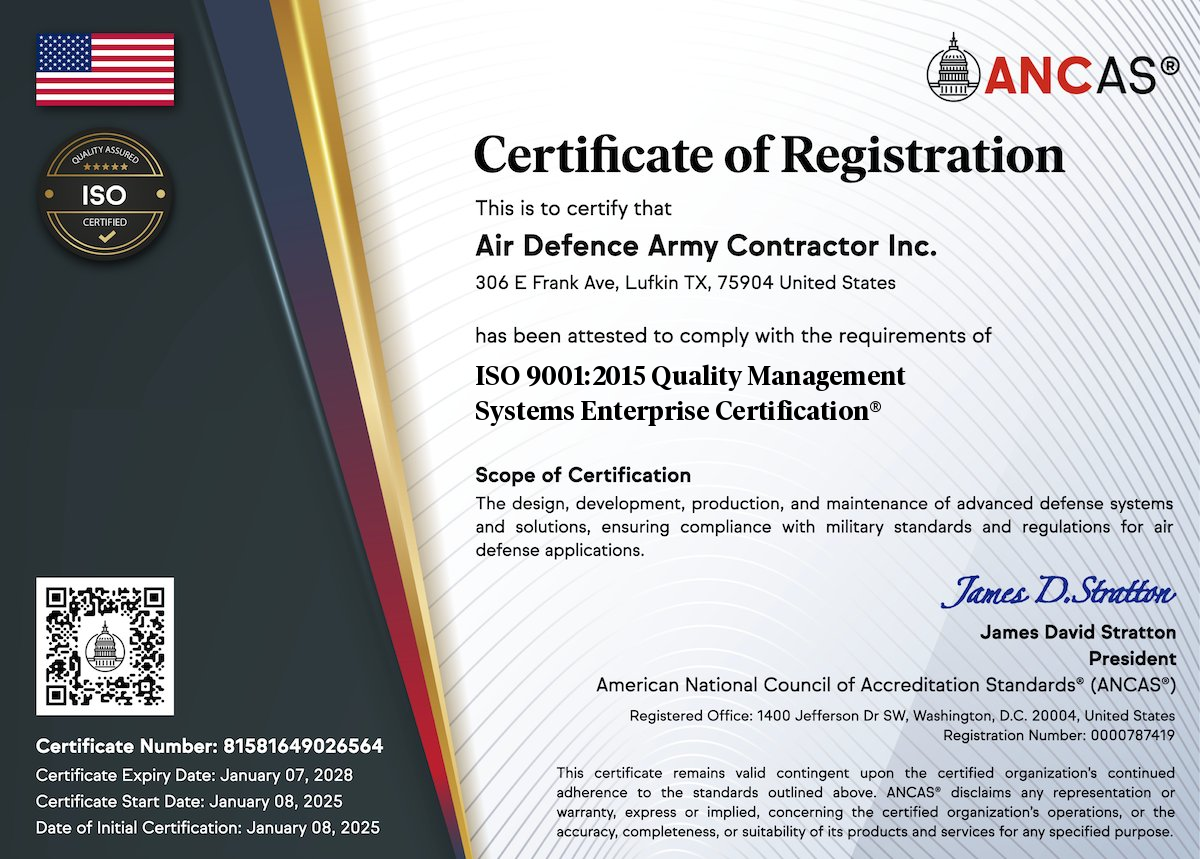 ISO 9001:2015 Quality Management Systems Enterprise Certification®